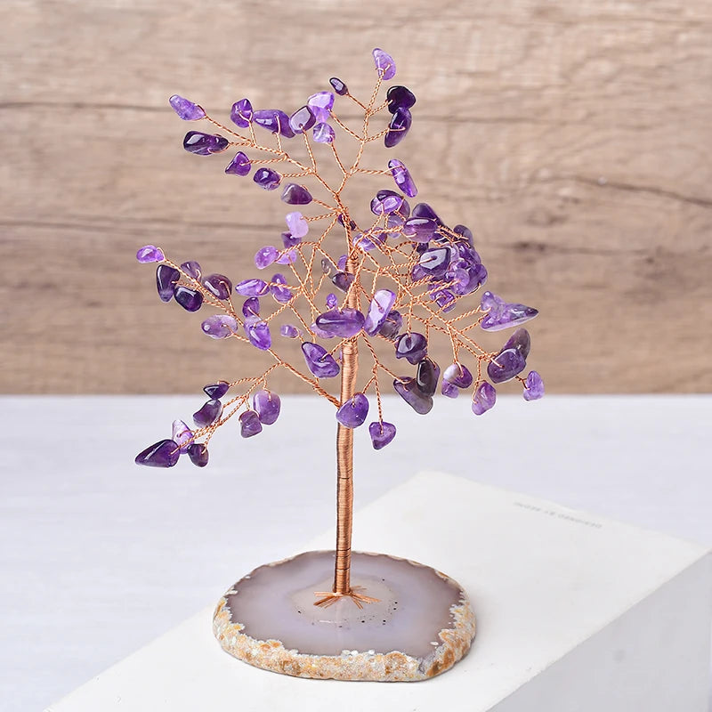 Natural Amethyst & Rose Quartz Tree of Life