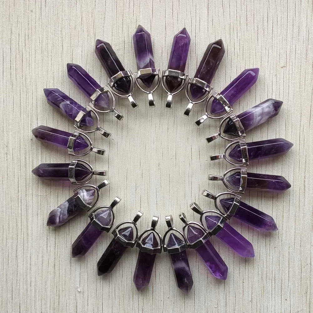 Natural Amethyst Crystal Pillar Pendants
