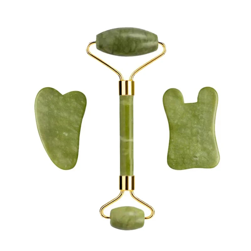 3-Piece Natural Stone Gua Sha Face Roller Set